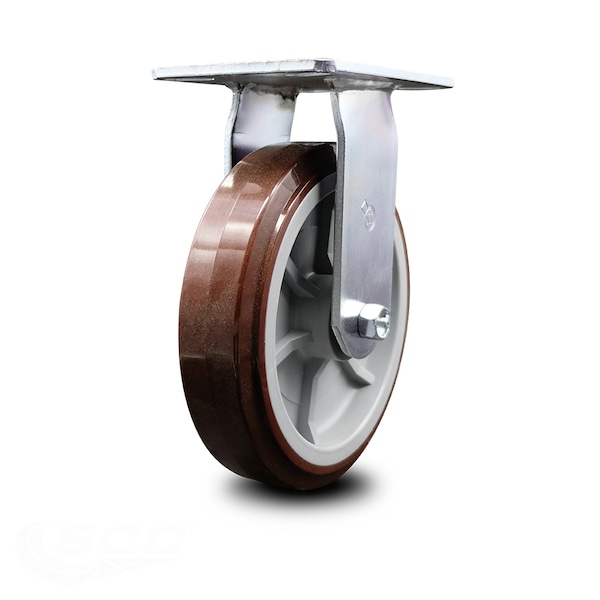 8 Inch Heavy Duty Top Plate Polyurethane Rigid Caster with Ball Bearing SCC